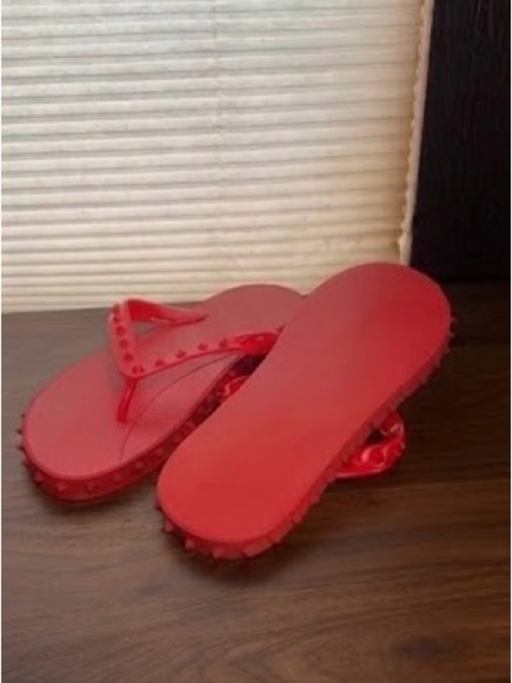 Red Women's Studded Flip Flops - Casual Summer Sandals